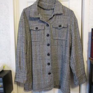 Women's Black/White Houndstooth Check Jacket Size XXL